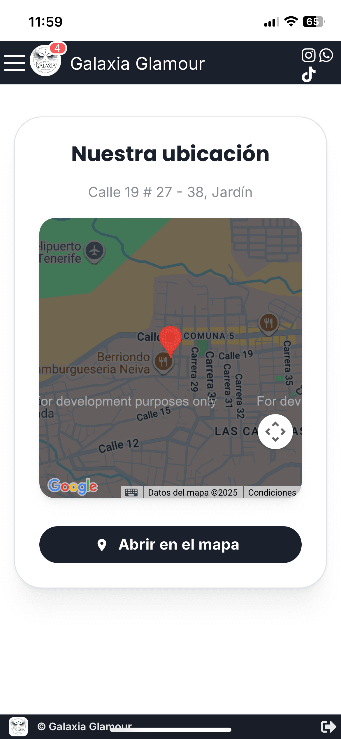 Ubicación del negocio